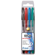 Pilot BP-S Ballpoint Fine Point Pens Wallet Of 4