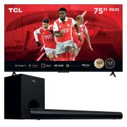 TCL 75-inch 4K HDR Google TV-75P635 + TCL 2.1 Channel 200W Sound Bar S522W