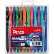 Pentel BL107 Energel X Metal Tip Roller Ball Pens - Wallet Of 12