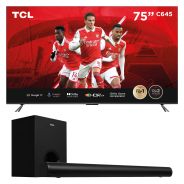 TCL 75-Inch QLED Google TV-75C645 + TCL 2.1 Channel 200W Sound Bar S522W