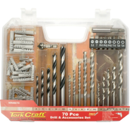 Tork Craft Drill Bit & Accessory Set 70Pc In Plastic Carry Case