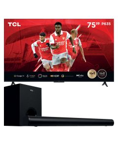 TCL 75-inch 4K HDR Google TV-75P635 + TCL 2.1 Channel 200W Sound Bar S522W